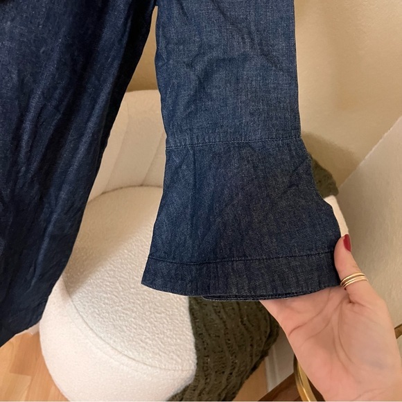 DRAPER‎ JAMES Chambray Ruffle Shift Dress Size 10 - Picture 5 of 11